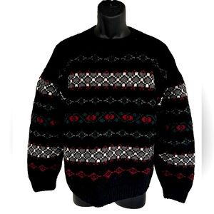 Vintage Passports Pier 1 Sweater Size Small 90s Colorful Wool Blend
